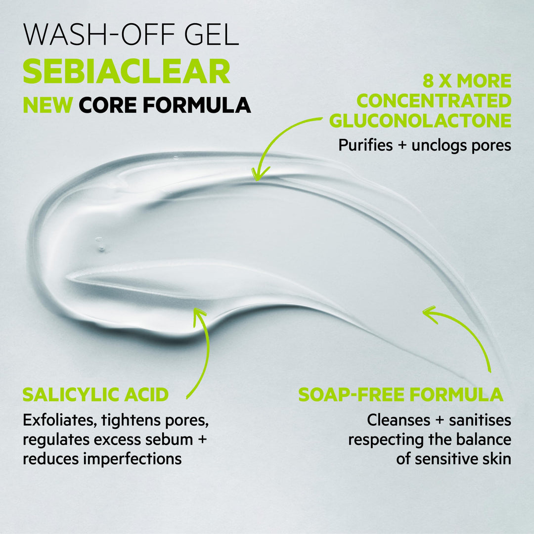 Clear mattifying gel cleanser pump, 400 ml, soap-free formula for oily skin