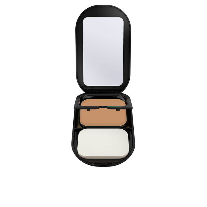 Refillable pressed satin foundation compact with mirror and sponge, shade 06 Golden, 10 g