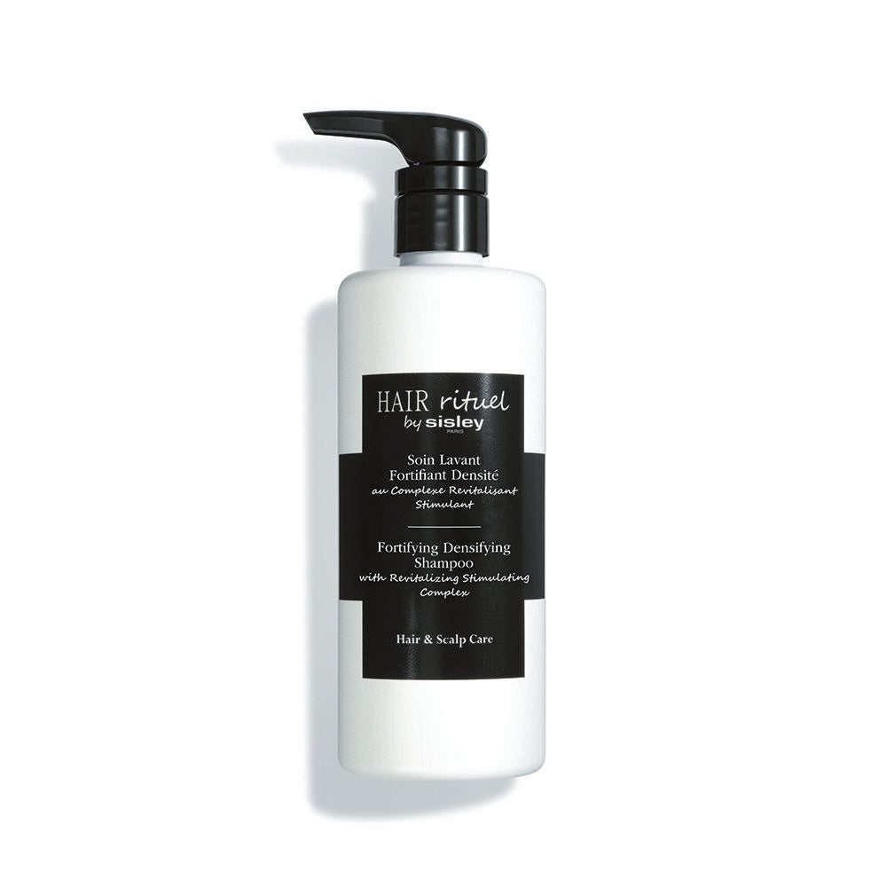 500 ml pump bottle of fortifying density shampoo in clear gel form