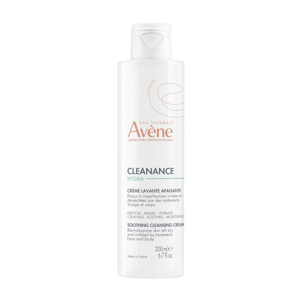 Avène White plastic pump bottle with transparent body, pump dispenser visible, clean minimalist design