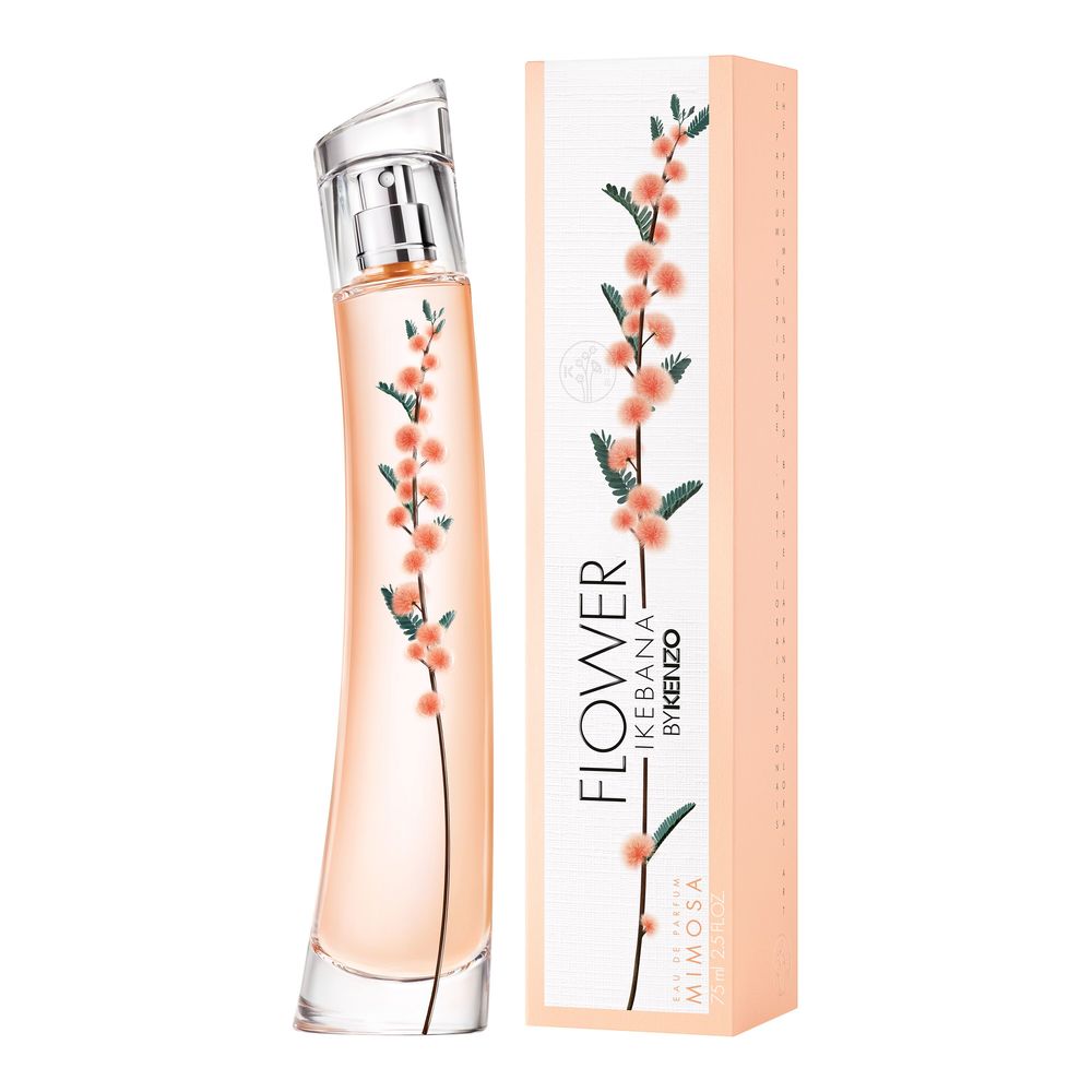 75 ml clear glass bottle of Mimosa Ikebana Eau de Parfum with recyclable glass cap
