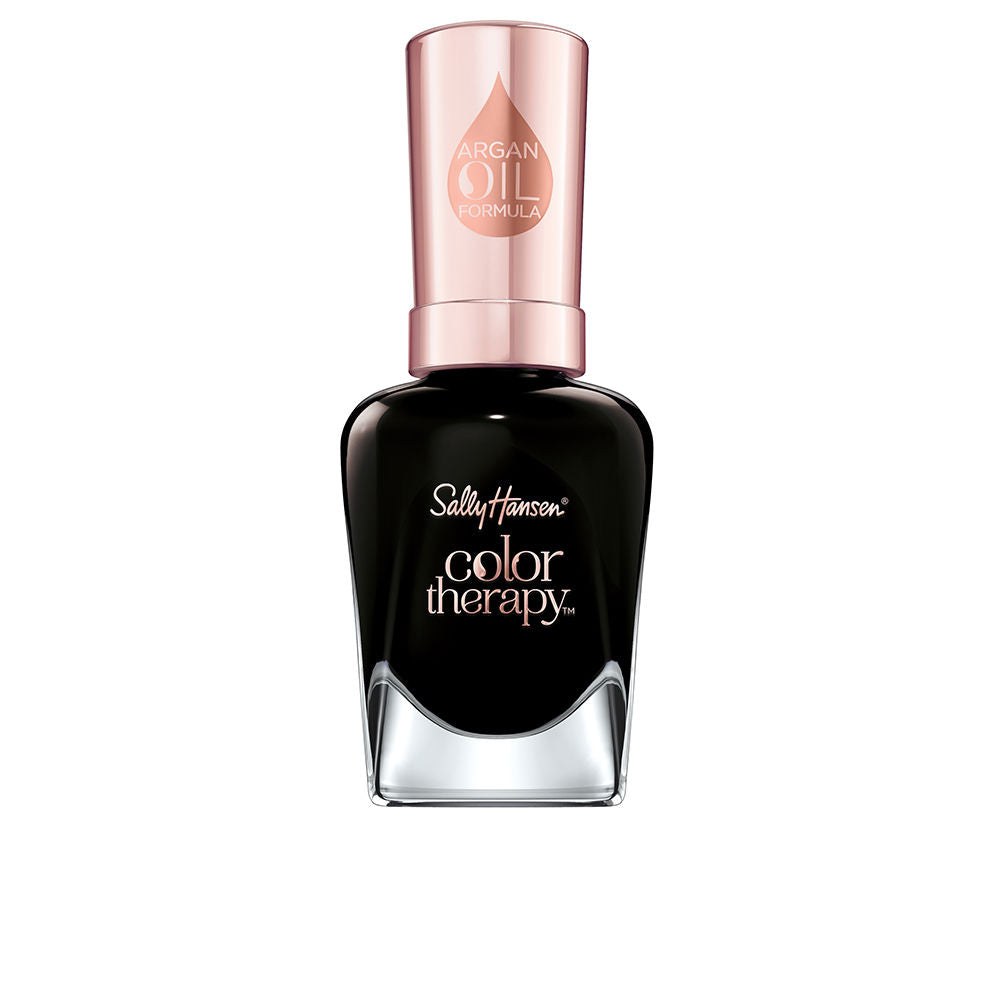 Bottle of sheer calming argan oil nail polish, 14.7 ml, muted pink-beige shade