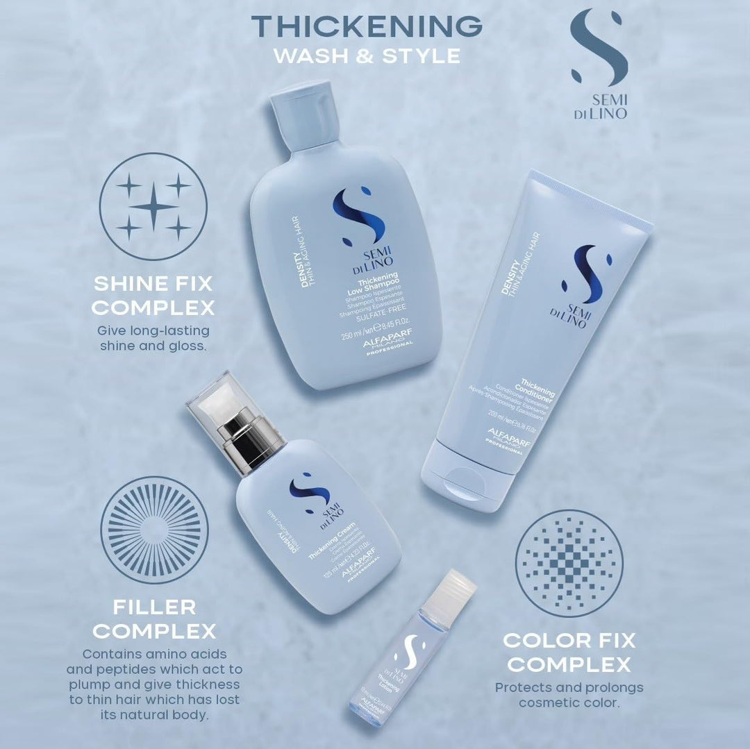 250 ml bottle of thickening shampoo for fine, mature hair, gentle foaming formula