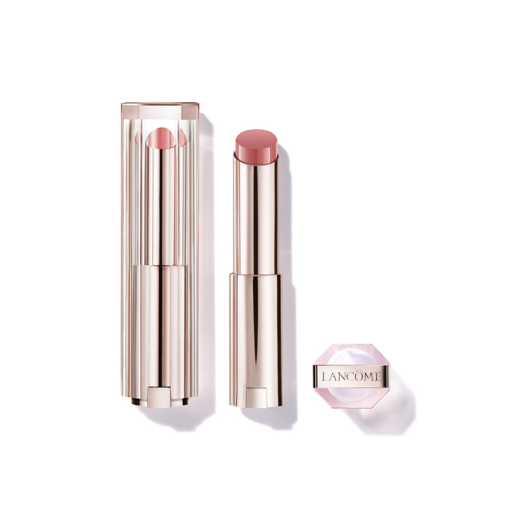 Sleek tinted lip balm tube, glossy sheer rose shade, Unisex lip colour