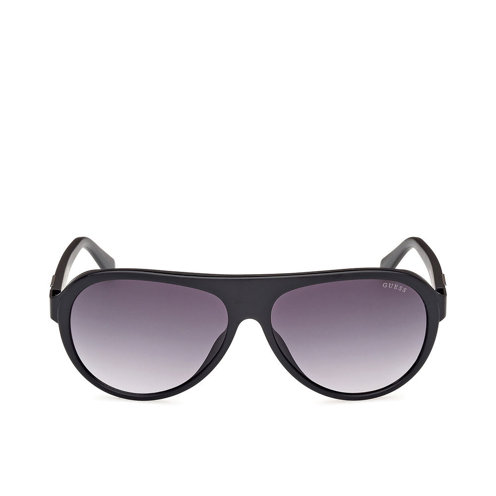 Guess Matte black aviator sunglasses with gradient lenses, full-rim rounded shape and visible logo on lens
