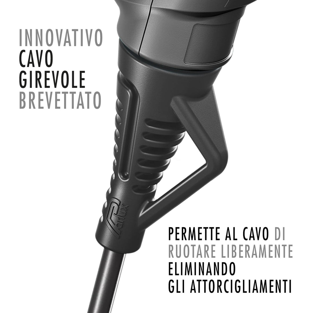 Matte white Ethos professional hair dryer with slim handle and concentrator