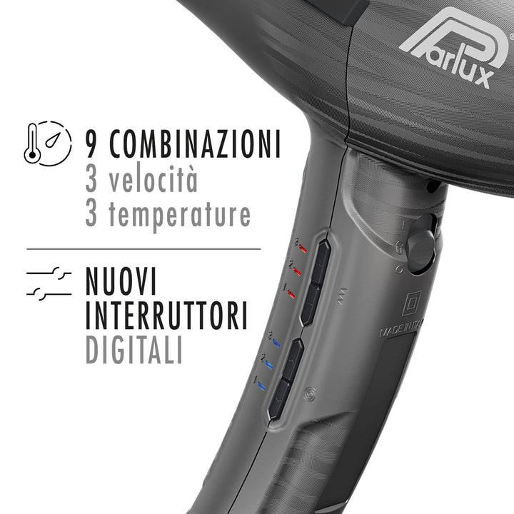 Matte white Ethos professional hair dryer with slim handle and concentrator