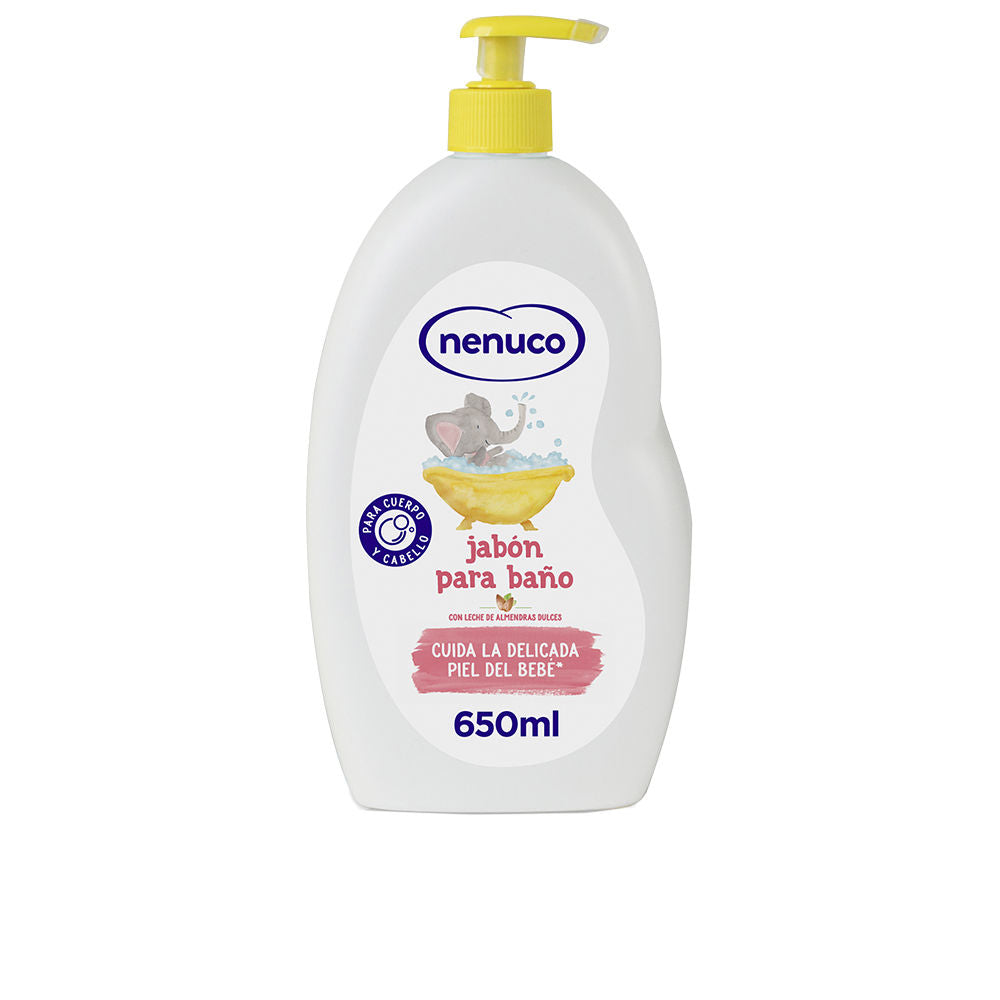 Bottle of Nenuco hydrating baby bath with sweet almond milk for delicate skin