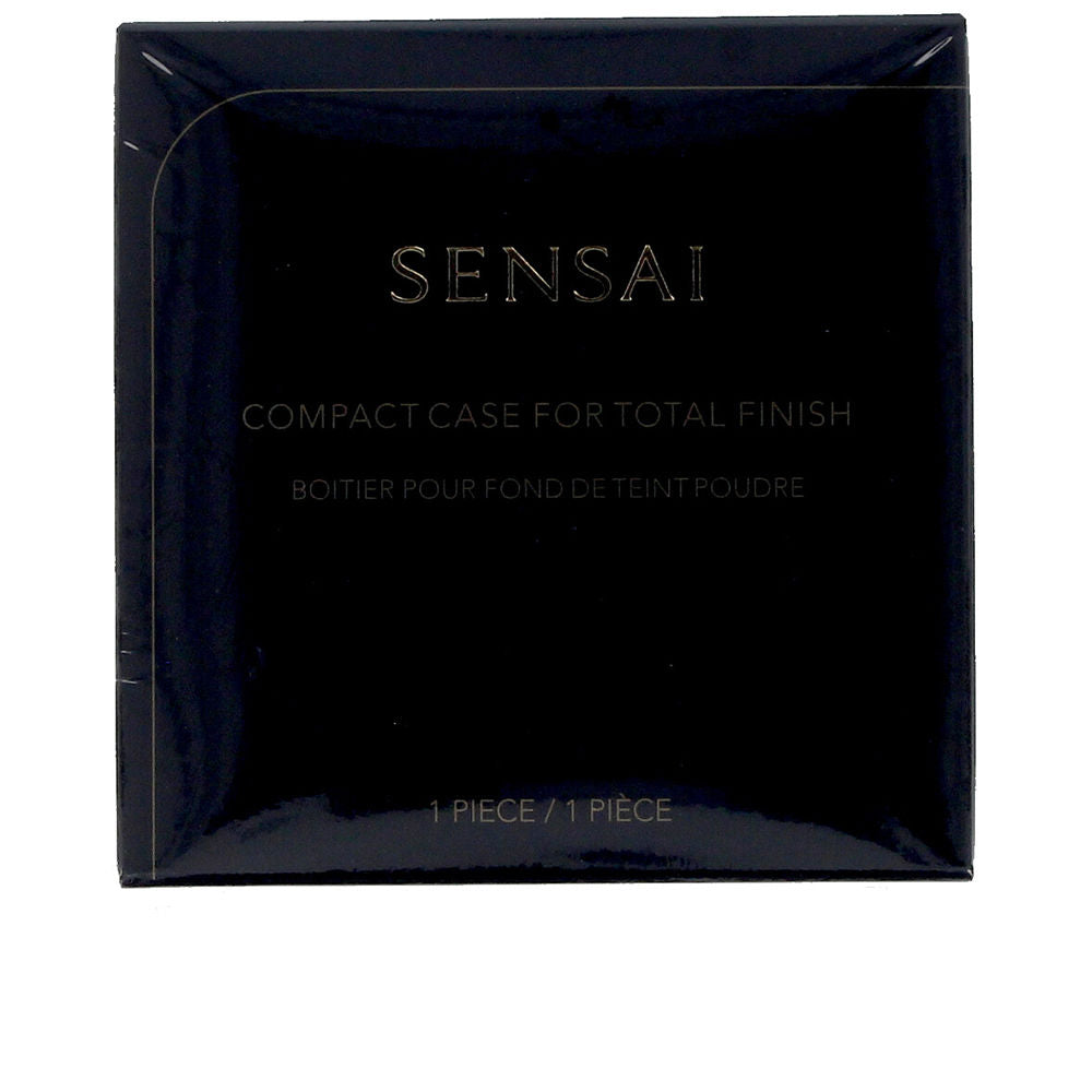 Sensai Black glossy square compact case with included round sponge, minimalist silhouette, refined detailing