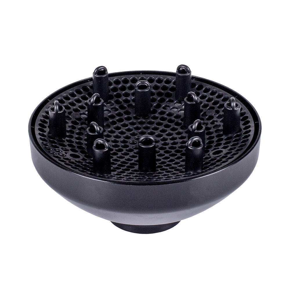 Matte black diffuser attachment with wide prongs for Infinity hair dryer