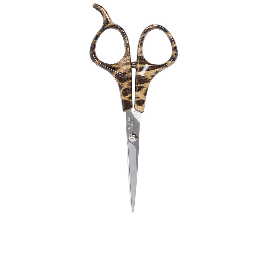 5½-inch leopard-pattern ergonomic stainless-steel hair scissors, micro-toothed blades