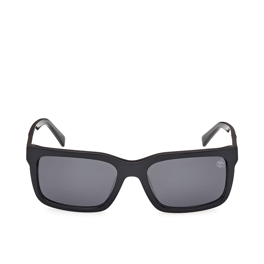 Black rectangular acetate sunglasses with polarised lenses, 57 mm lenses