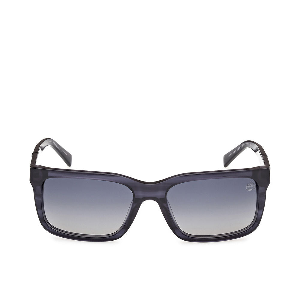 Matte grey rectangular acetate sunglasses with polarised lenses, 57 mm lenses