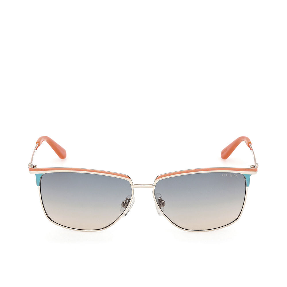 Orange rectangular metal sunglasses for Women with slim temples