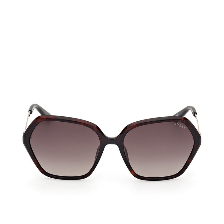 Brown round sunglasses with geometric injected polymer frame, 55 mm lenses