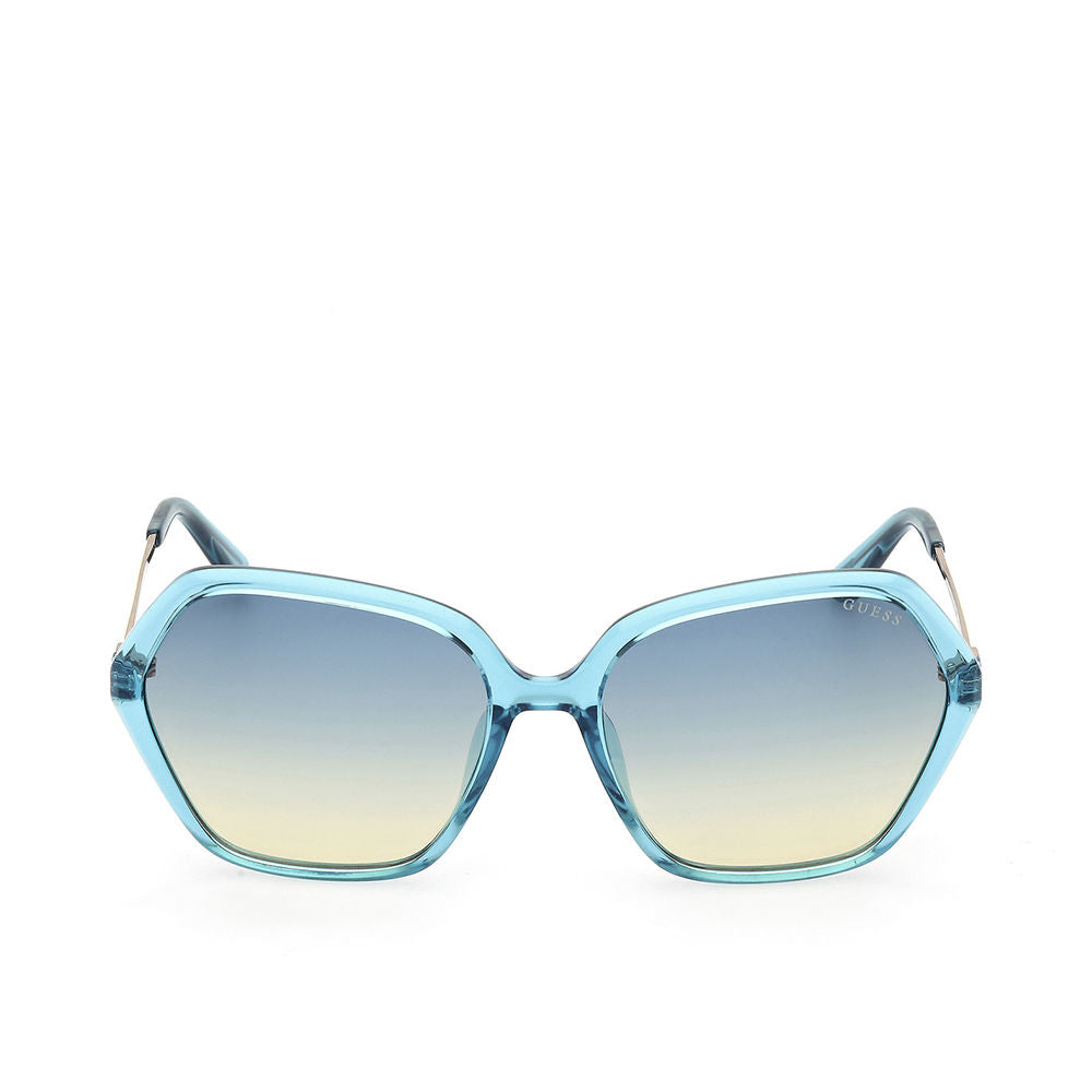 Blue geometric round sunglasses, 55 mm lenses, injection-moulded frame
