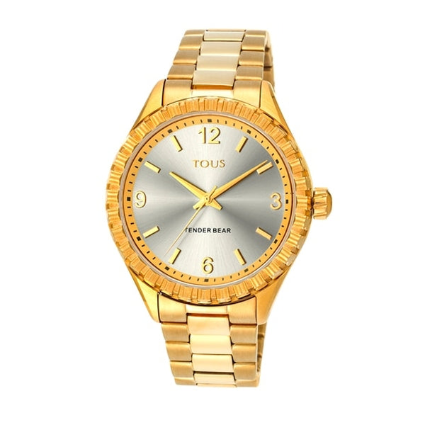 TOUS Gold-Tone Analog Watch with Tender Bear