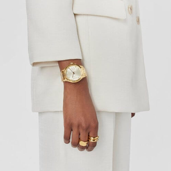 GUESS Gold-Tone Crystal Analog Watch