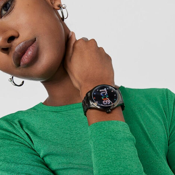 TOUS Black Analog Watch with Crystals
