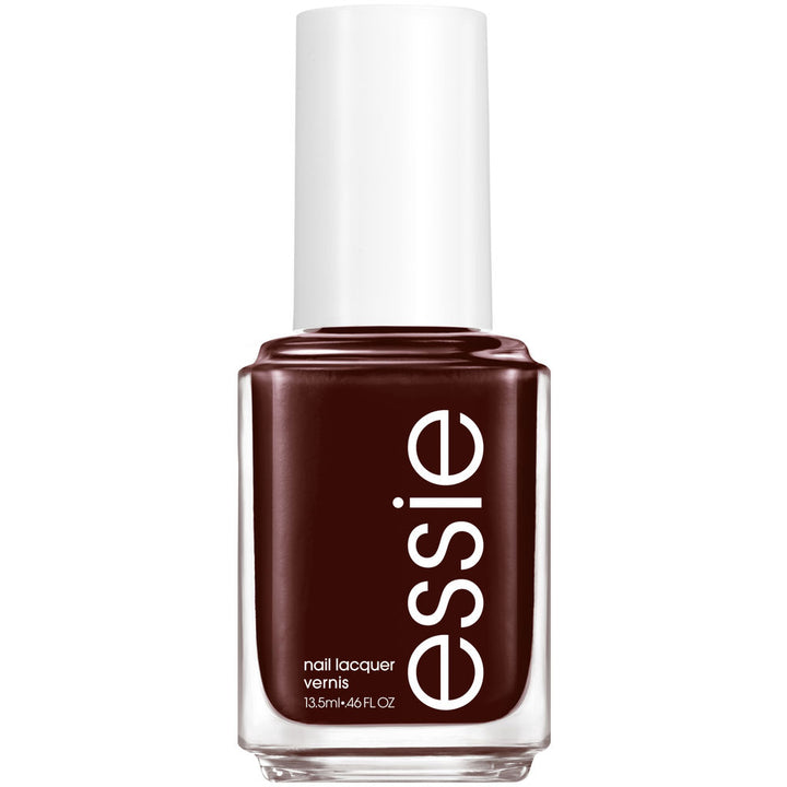 13.5 ml creamy brown nail polish bottle with curved brush, glossy finish