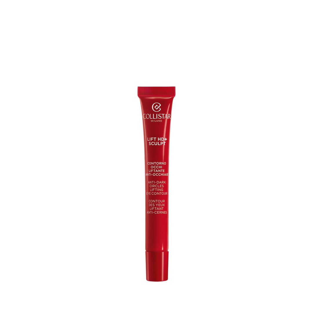 Slim jar of Collistar Lift HD+ Sculpt eye contour cream with a soft pink texture
