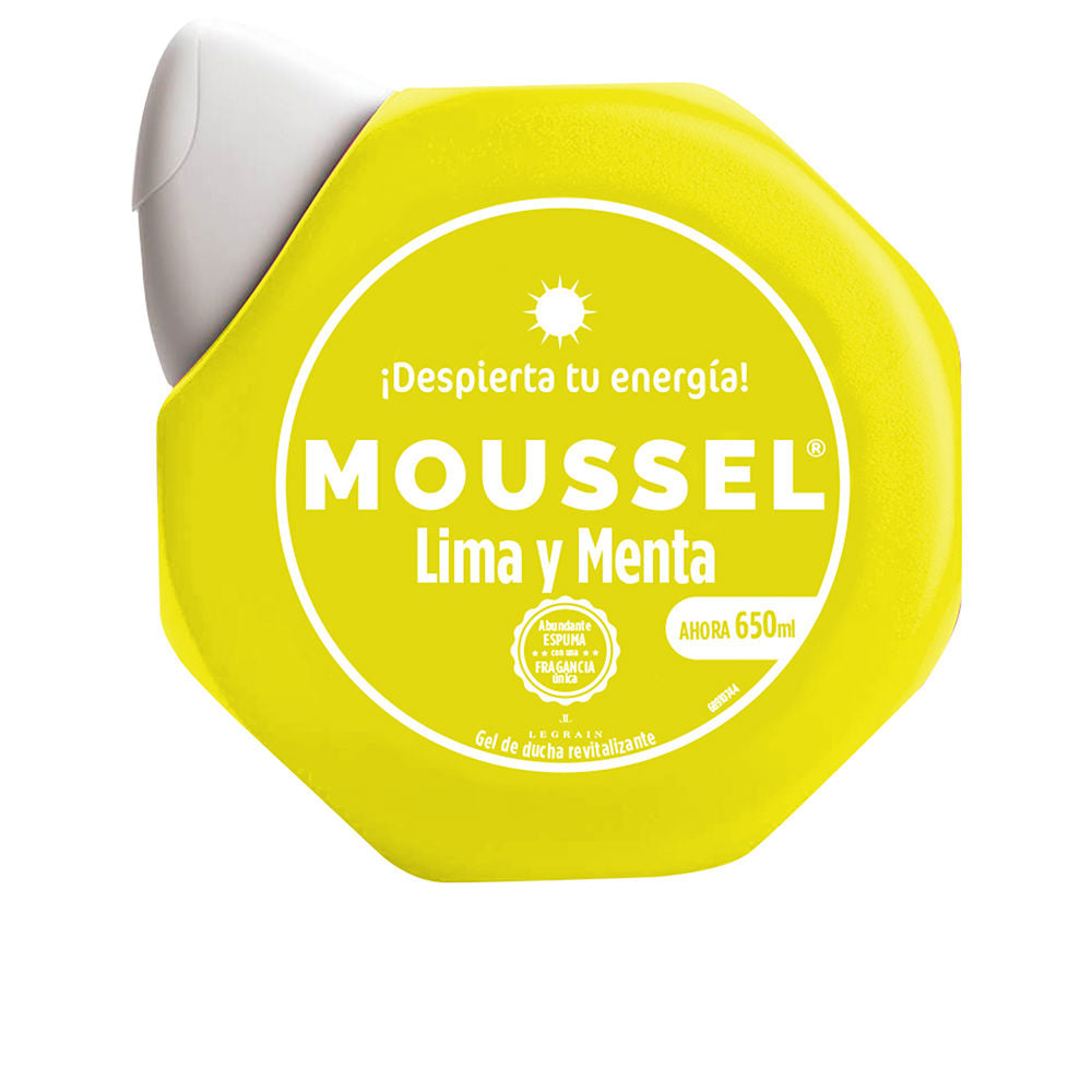 Tube of Moussel shower cream with citrus and mint scent for invigorating showers