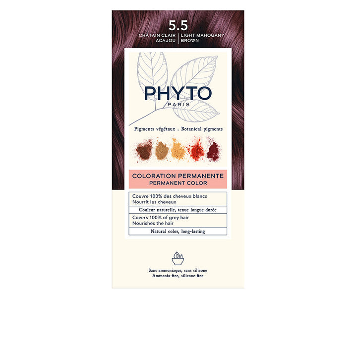 Tube of 5.5 mahogany cream hair colour, gel-cream texture, 4-unit pack