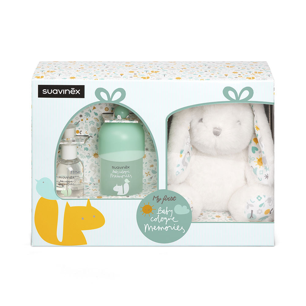 Small clear bottle of Suavinex Baby Cologne Memories with delicate floral amber scent