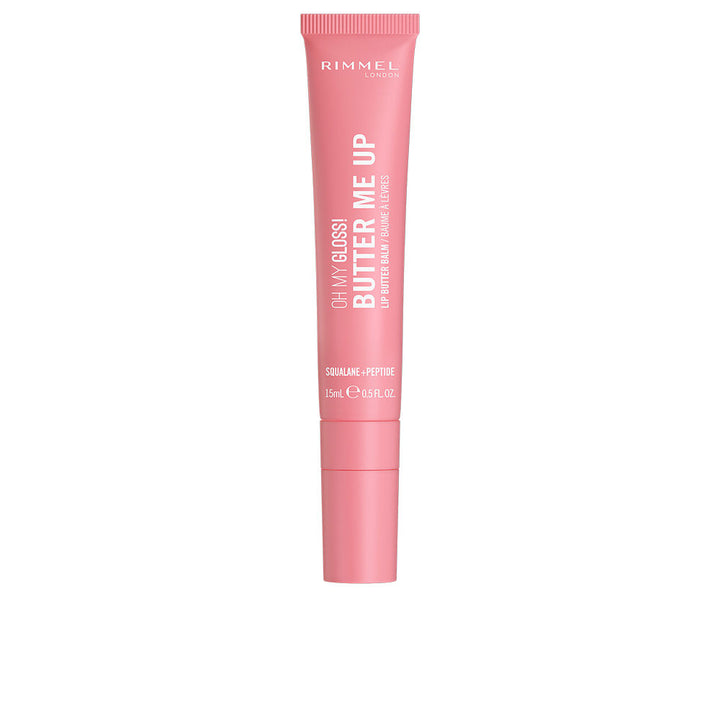 Tubed pink glossy lip balm, sheer rosy tint, 1 unit, vegan
