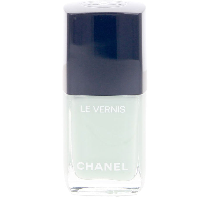 Small 13 ml green creme nail polish bottle with wide brush, high-gloss finish
