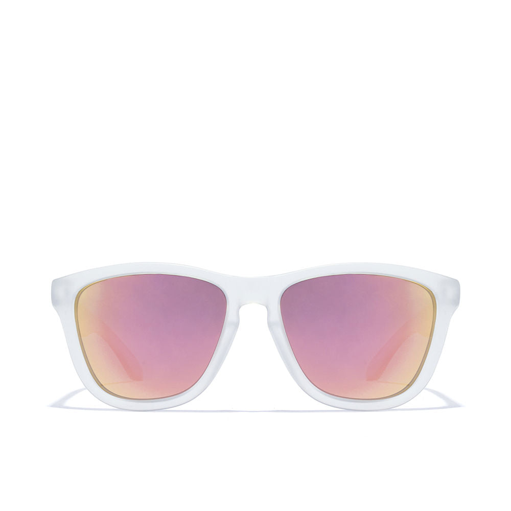 Crystal pink square polarised sunglasses on white background, Unisex, TR‑90 frame