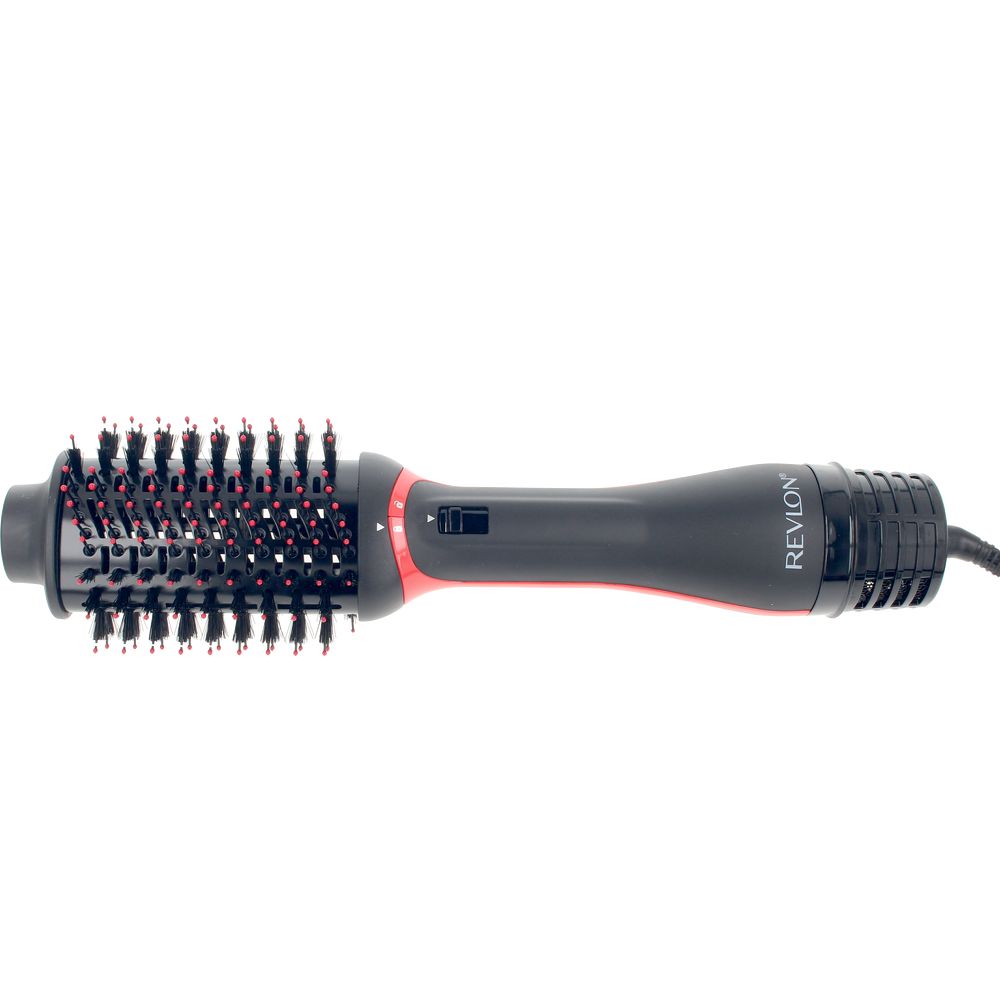 Oval heated volumiser brush with removable head and slim handle, titanium‑ceramic barrel