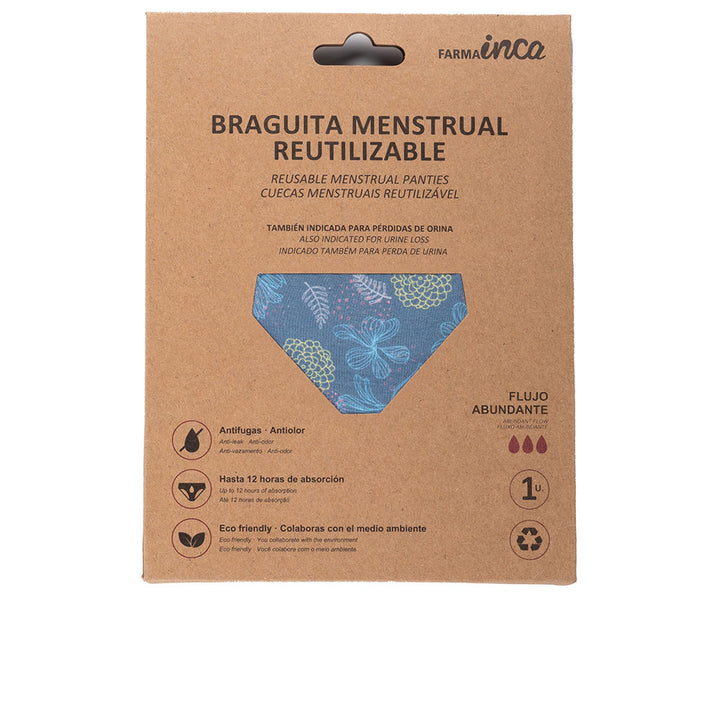 Blue printed menstrual panties with soft elastic trim, XL size, single pack