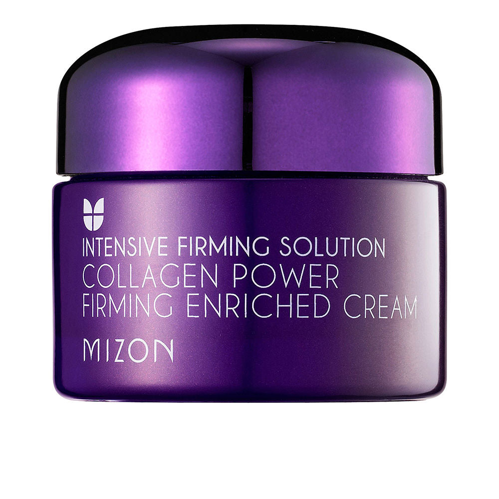 Mizon Purple matte cylindrical plastic jar with screw-on lid, white printed text; modern face cream