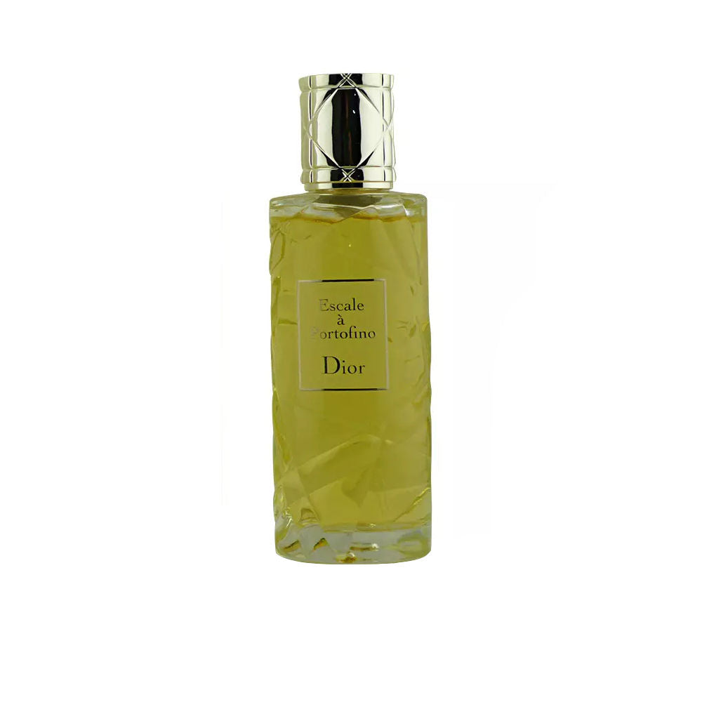 Transparent cylindrical glass perfume bottle with pale liquid, citrus aromatic bouquet for Women, 75 ml