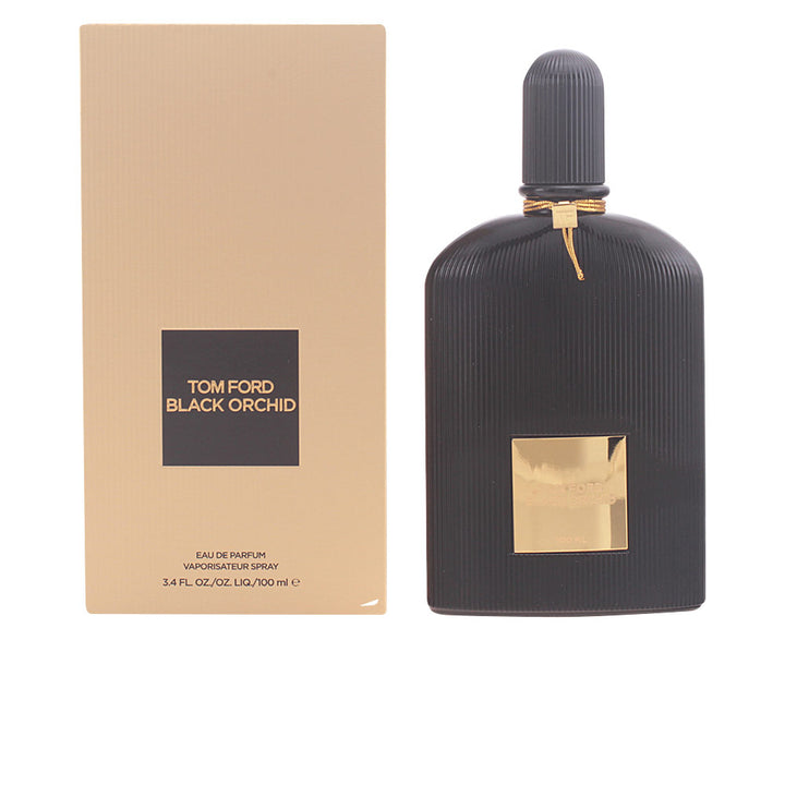 Black crystal perfume bottle with gold collar; 100 ml Black Orchid Eau de Parfum for Women