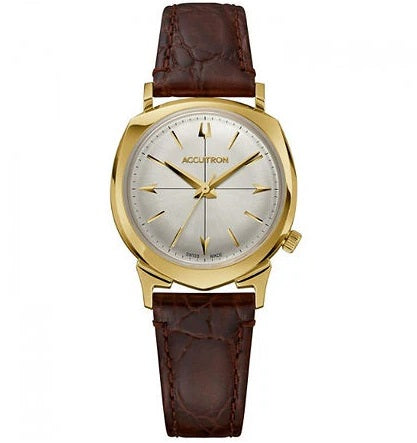 Bulova Swiss-Made Gold-Tone Leather Watch