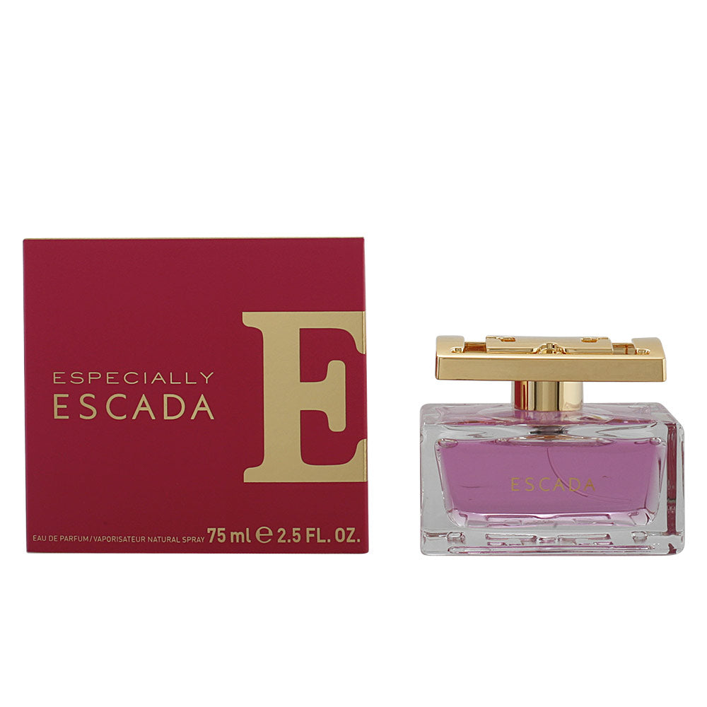 30 ml pink liquid in straight glass bottle with gold cap, floral eau de parfum