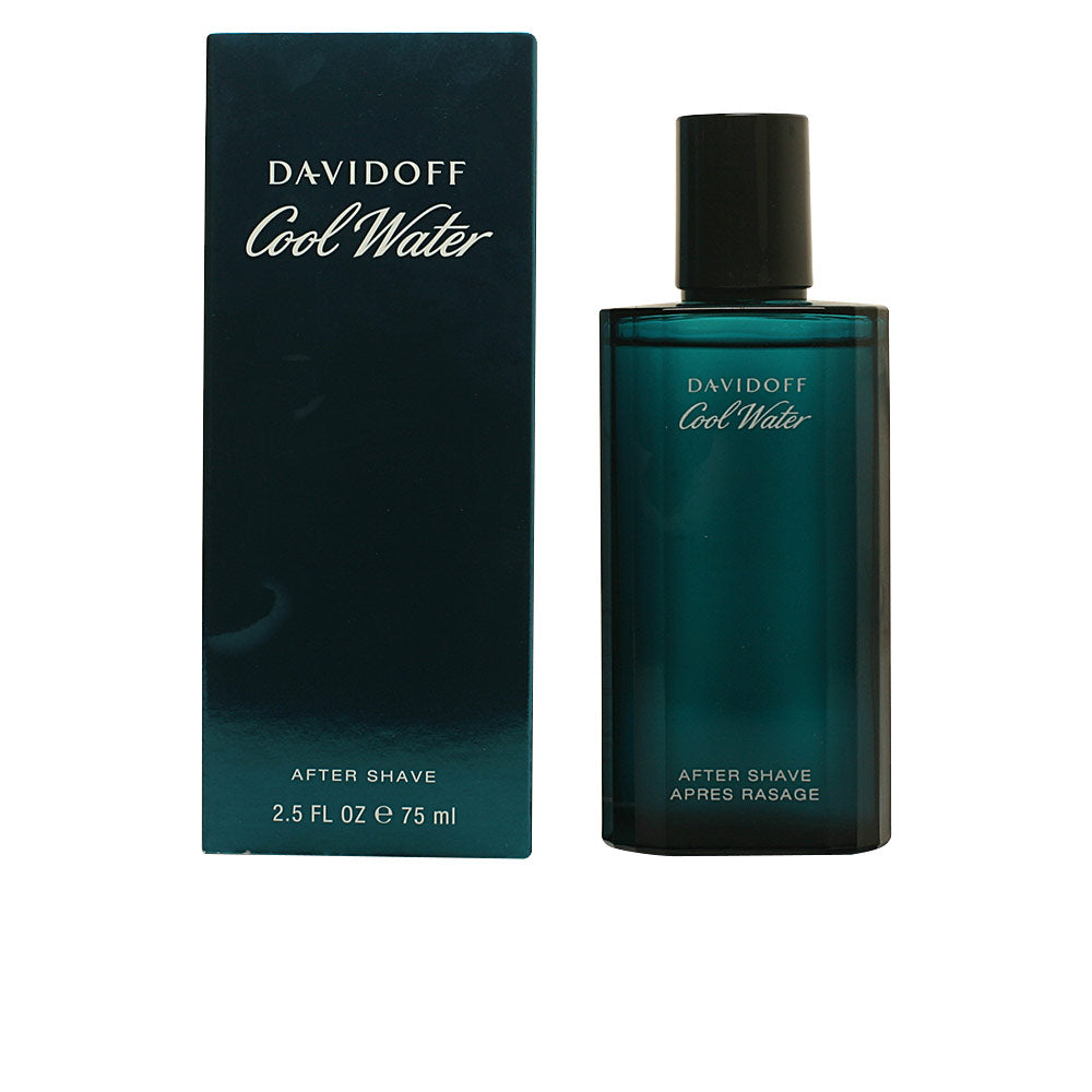 Bottle of Davidoff Cool Water aftershave with blue marine-inspired design