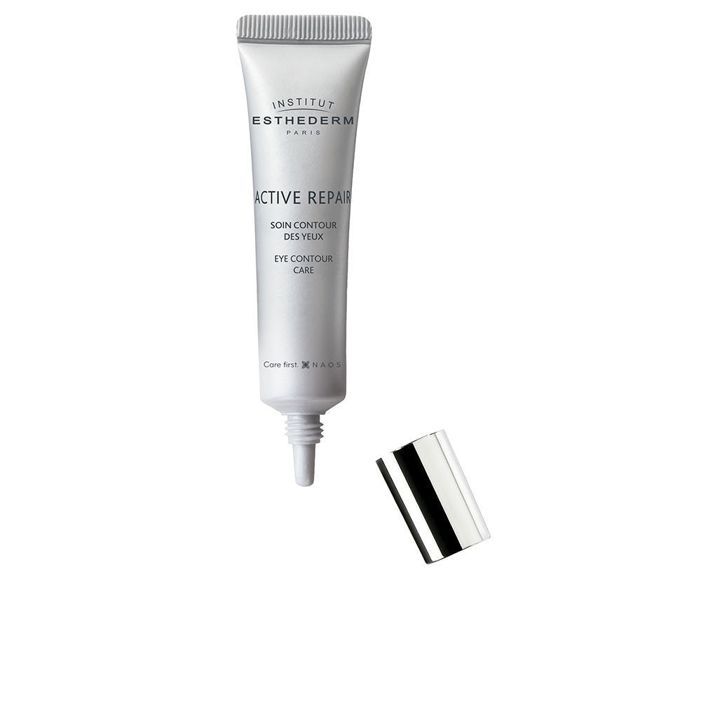Tube of Institut Esthederm multi-action eye treatment on neutral background
