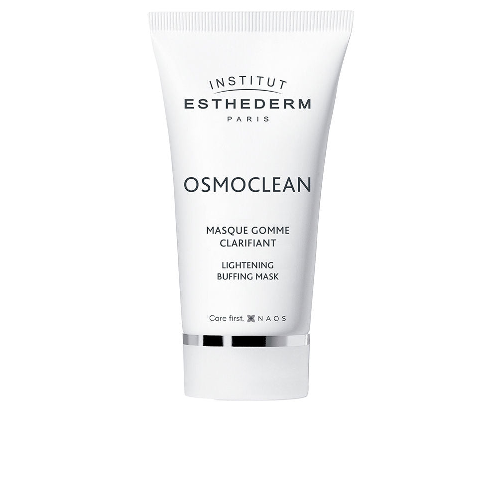 Institut Esthederm white plastic facial mask tube with screw cap, silver band, black text print visible