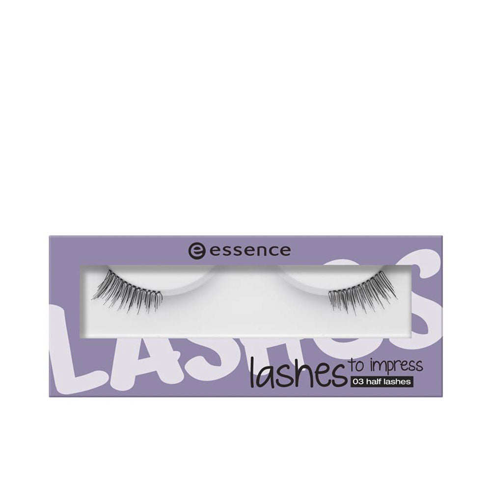 Pre-cut half-cluster false lashes with included adhesive, natural fanned finish