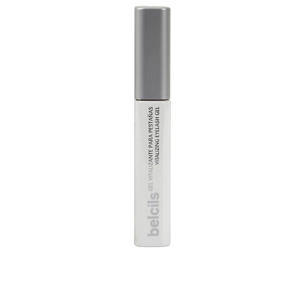Tube of Belcils revitalizing lash gel with clean applicator on neutral background