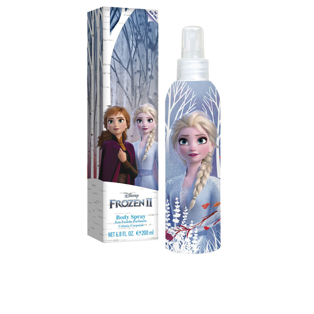 Blue, white, purple plastic spray bottle with illustrated female characters, trees, and spray nozzle — Frozen