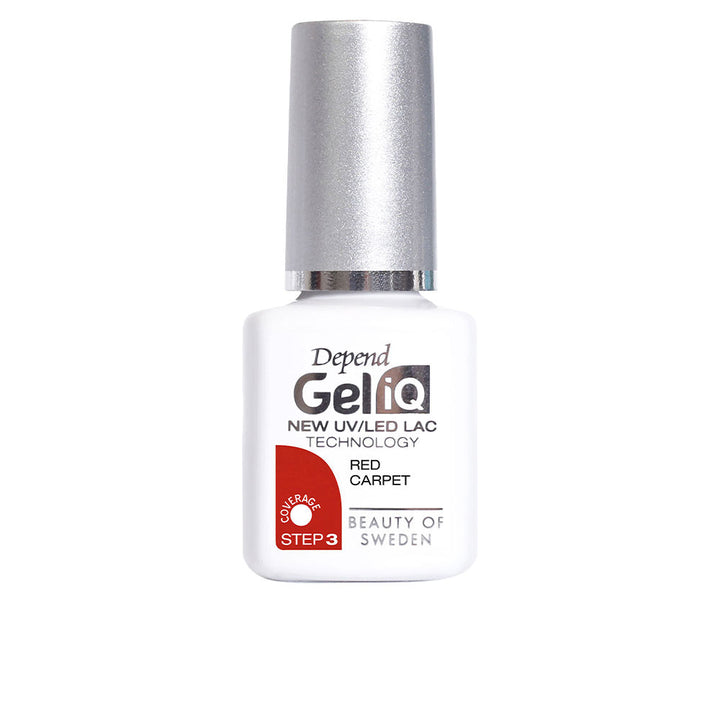 5 ml red semi-permanent gel nail polish bottle, precision brush, LED-cure compatible