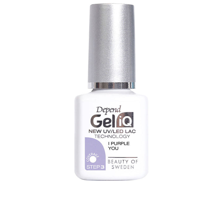5 ml purple semipermanent gel nail polish bottle with precision brush, LED compatible