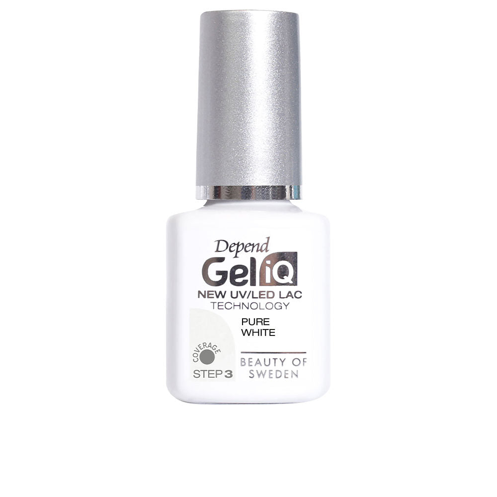 5 ml bottle of semipermanent pure white gel polish with precision brush