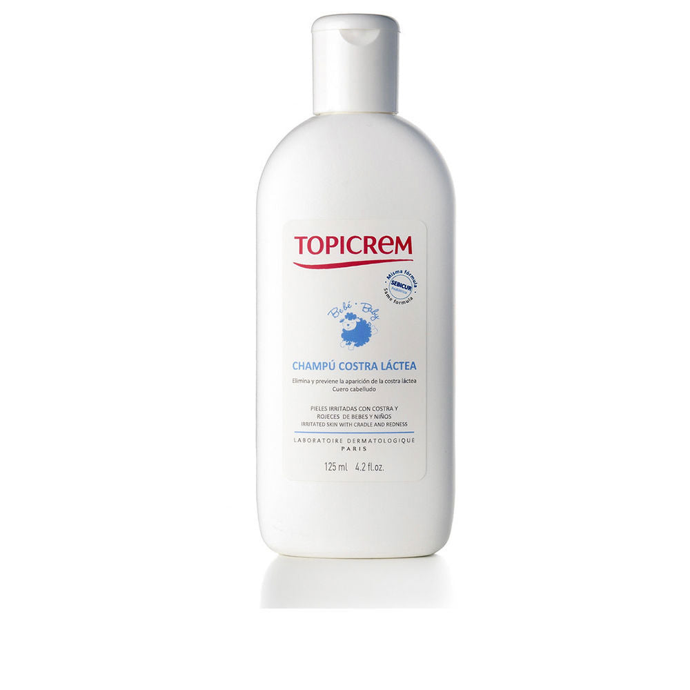 Bottle of Topicrem gentle cradle cap shampoo for newborn scalp care
