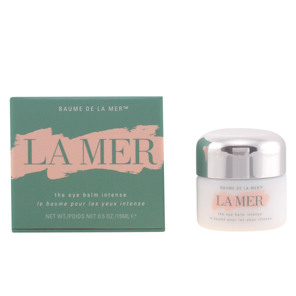 La Mer Minimalist green and pink jar with silver lid in paper box, glass-like jar finish