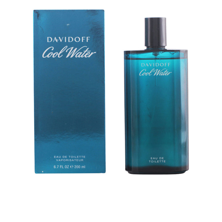 200 ml clear bottle of aquatic Eau de Toilette for Man, blue-toned liquid